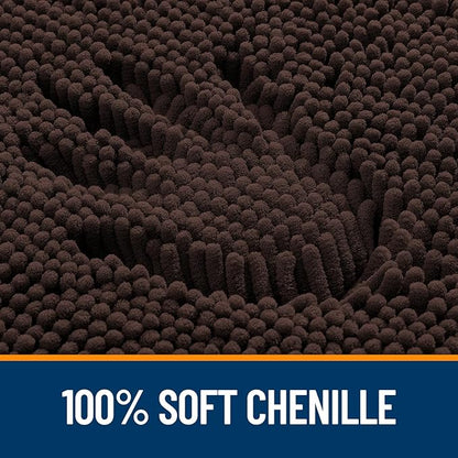 OLANLY Bathroom Rugs 47x32, Extra Soft Absorbent Chenille Bath Rugs, Rubber Backing Quick Dry, Machine Washable Bath Mats for Bathroom Floor, Tub and Shower, Home Decor Accessories, Brown