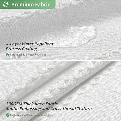 No Hook Stall Shower Curtain with Snap-in Fabric Liner - 54x80 Heavy-Duty Linen Textured Striped Design,Narrow Rustic Modern Farmhouse Bohemian Bathroom Curtain,Water-Repellent,White