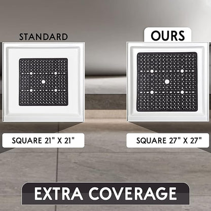ENKOSI Large Square Shower Mat – Non-Slip Shower Floor Mat for Bathroom Shower Stalls – Anti-Slip Square Bath Mat for Smooth Surfaces – 27 x27 Inch Coverage (Mint Green 27x27)