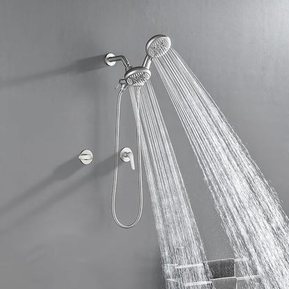 2 Handle Shower Faucet Shower System Complete 2 in 1 Shower Combo Set with Handheld Showerhead Shower Trim Kit Shower Fixtures Brushed Nickel