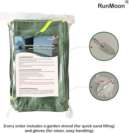 Upgraded Extra-Thick Reusable Flood Sandbags - Double-Stitched Canvas, Leak-Proof Closure | Multiple Sizes (3ft-10ft) for Water Barrier & Flood Protection (6ft (Upgraded) 4-Pack)