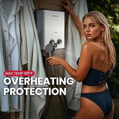 GASLAND 2025 Goshower G5 Portable Propane Water Heater | 1.32 GPM, 34,000 BTU | For Camping, Off-Grid | Digital Display | Compact