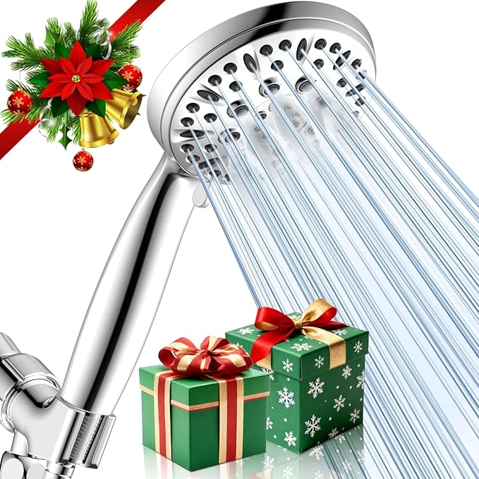 Shower Head, 6 Spray Modes Handheld Showerhead, High Pressure Hand Shower with 59 Inch Stainless Steel Hose and Adjustable Shower Head Holder, Chrome