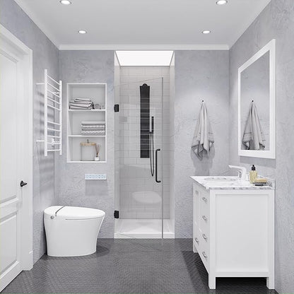 ANZZI 72" x 30" Frameless Shower Door in Gun Metal Black, Passion Water Repellent Glass Shower Door with Seal Strip Parts and Handle, 3/8 Glass Hinged Shower Door with Handle (SD-AZ09-02GB)