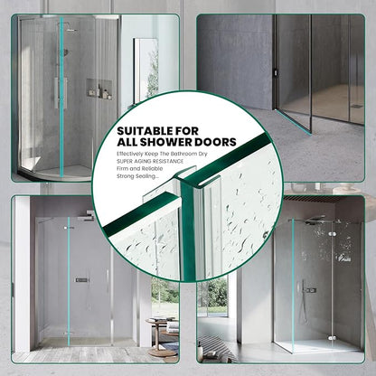 3 Pack Frameless Shower Door Bottom&Side Seal, 77" Long Clear PVC Shower Seal Strip for 3/8"(10mm) Thick Glass Shower Door, Stop Water Leaks Bind Doors