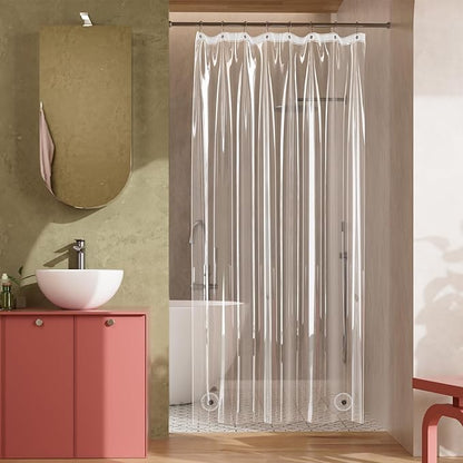 Titanker Stall Shower Curtain Liner 48x72, Clear Lightweight PEVA Shower Curtains for Bathroom, Waterproof Single Shower Liner with 2 Magnets and Rustproof Grommet Holes