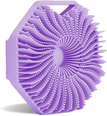 Sud Scrub® Antimicrobial Silicone Body Scrubber, Exfoliating Body Scrubber for Sensitive Skin, Eco Friendly Shower Scrubber for Body, Silicone Body Brush for Showering, Purple