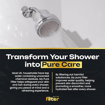 Shower With Internal Filter – Kit with 4 High-Pressure Water Softeners for Hard Water – Includes Replaceable Filters and Easy-Install Kits – Silver – My Purefilter