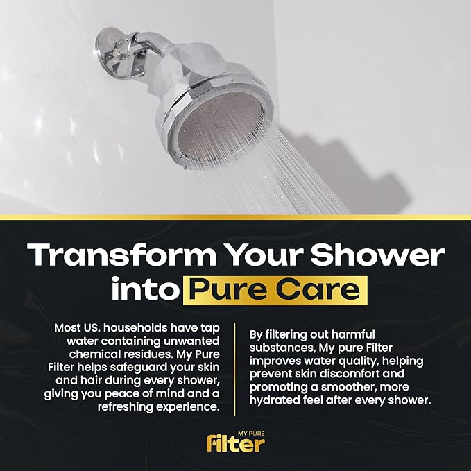 Shower With Internal Filter – Kit with 3 High-Pressure Water Softeners for Hard Water – Includes Replaceable Filters and Easy-Install Kits – Silver – My Purefilter