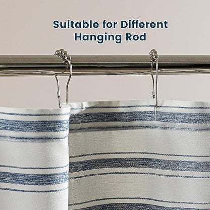 SLEEP ZONE Shower Curtain Liner, Waffle Shower Curtains for Bathroom, Heavy Duty Thick Fabric Shower Curtains - 285GSM Luxury Weighted Polyester Bath Curtain, 72" × 84" (Blue)
