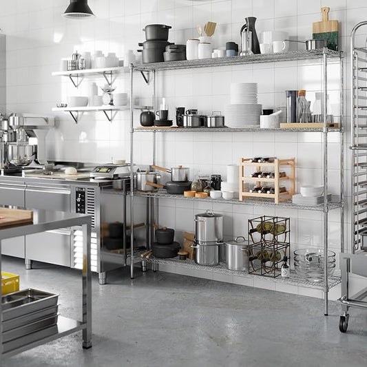14" Deep x 72" Wide x 74" Height Wire Shelving Kit | 4-Tier | NSF Commercial Storage Rack Unit