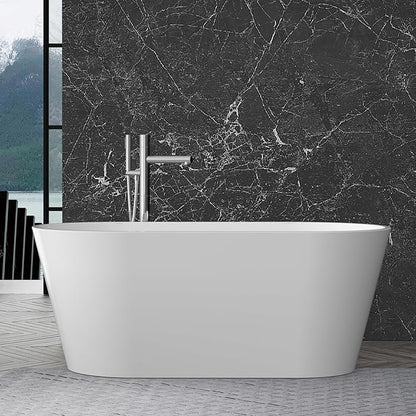 67 in Acrylic Freestanding Bathtub, Contemporary Stand Alone Tub,Glossy White Soaking Tub, Oval Bathtub with Chrome Overflow and Drain, CUPC Certified
