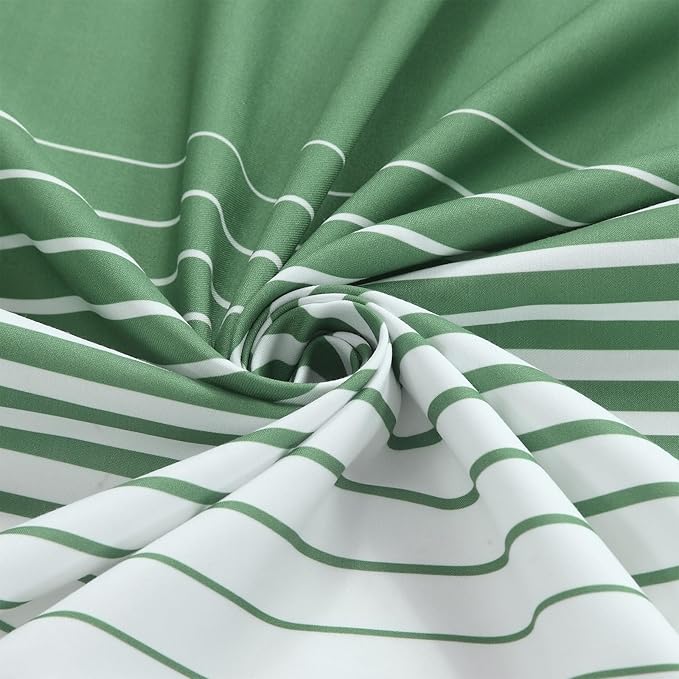 Green Shower Curtain 78 Inches Long, Sage Green and White Gradient Horizontal Stripe Waterproof Polyester Shower Curtains for Bathroom, 72x78 Inches