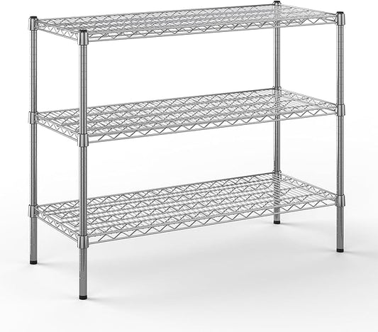 18" Deep x 42" Wide x 34" Height Wire Shelving Kit | 3-Tier | NSF Commercial Storage Rack Unit