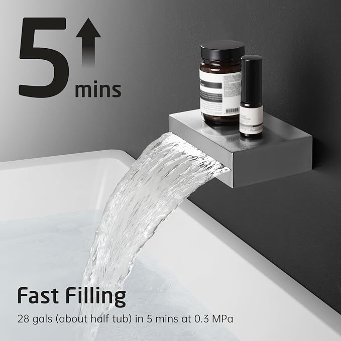 KES Shower Faucet Set, Rain Shower System, Bathtub Faucet, Tub and Shower Faucet Combo, 12 Inch Rain Shower Head System with Handheld and Waterfall Tub Spout, Polished Chrome, XB6305F18S12-CH
