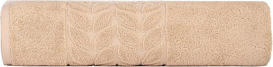 BAGNO MILANO Organic Turkish Cotton Bath Towels, Luxury Jacquard Collection, Certified Organic Highly Absorbent, Soft-Plush Towel Set (Latte, Bathsheet)