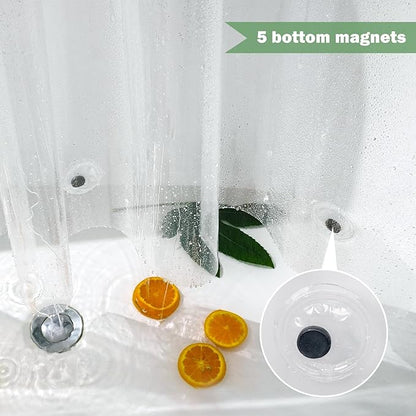 UFRIDAY Clear Stall Long Shower Curtain Liner 60 x 84 inch, EVA Waterproof Weighted Clear Shower Liner with Magnets,Narrow Shower Curtain Liner 60 inch Wide for Bathroom or Window