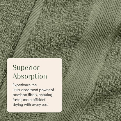 Springtree Home Luxury Viscose from Bamboo Bath Towel Set 6 Piece Set | 35% Viscose from Bamboo - 65% Cotton | Absorbent Quick-Dry Towels for Bathroom | Oeko-TEX Standard 100 Cotton | Lily Pad Green