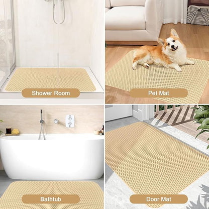 Square Shower Mat: 32"x32" Extra Large Non Slip Shower Mats for Inside Shower, Trimmable PVC Anti Slip Shower Stall Mats, Quick Dry Stand Up Shower Mat for Elderly, Kids