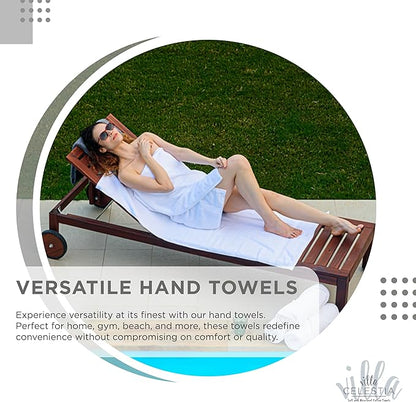 100% Cotton Hand Towel Set of 2, (16 x 28 inches) Sustainable, Soft, Highly Absorbent, Quick Drying, Combed Cotton Hand Towels Pack of 2 Ideal for Hotels, Spa, Bathroom, Dorm, Silver