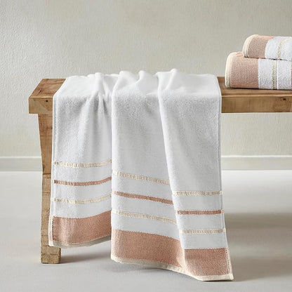 Great Bay Home Decorative Bath Towel Set - Luxury Cotton 4 Pack 54x27 Bath Towel Set - Luxurious, Ultra-Soft, Durable Towels for Bathroom Decor (Dusty Rose/Cappuccino)