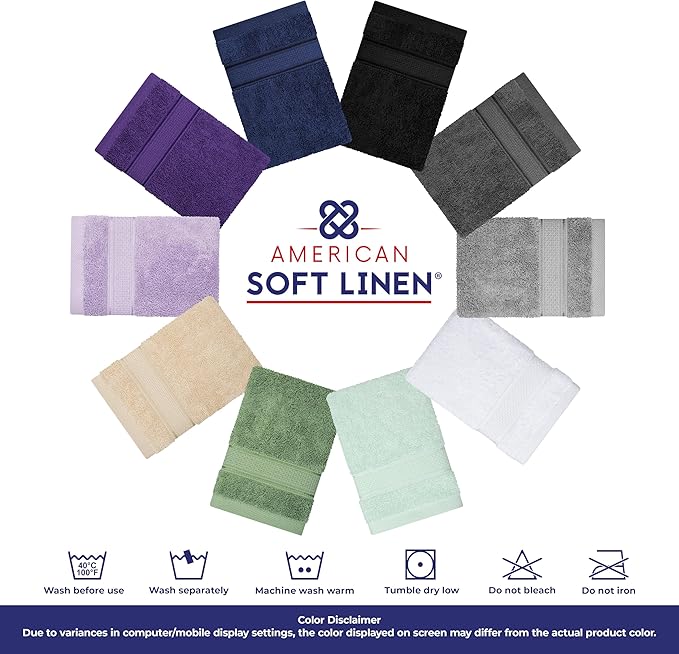 American Soft Linen Salem 100% Cotton Turkish 4 Piece Bath Towels for Bathroom, 600 GSM Soft Absorbent Quick Dry Bath Towel Set, Navy Blue