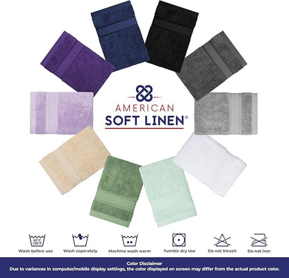 American Soft Linen Salem 100% Cotton Turkish 4 Piece Hand Towels for Bathroom, 600 GSM Soft Absorbent Quickdry Hand Face Towel Set, Black
