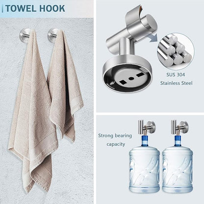 Cilee 10 Piece Brushed Nickel Bathroom Hardware Set, 24 inch Brushed Nickel Towel bar Towel Ring Toilet Paper Holder Robe Towel Hook, SUS304 Stainless Steel Bathroom Accessory Set