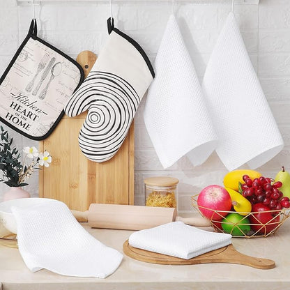 Homaxy 100% Cotton Waffle Weave Kitchen Dish Cloths, Ultra Soft Absorbent Quick Drying Dish Towels, 12 x 12 Inches, 18-Pack, White