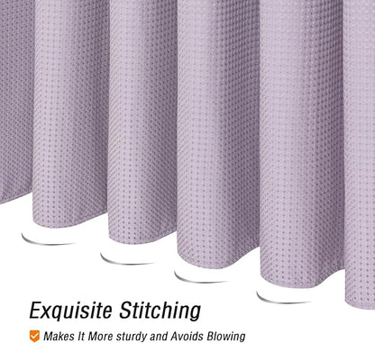 Gibelle Small Stall Shower Curtain 36 x 72, Narrow Half Waffle Weave Textured Fabric Shower Curtain for Bathroom, Water Repellent, Machine Washable, Lavender