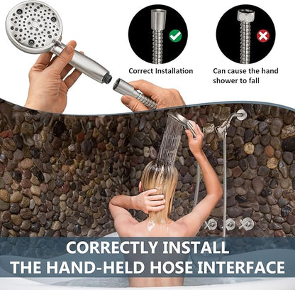 Aolemi 3 Handles Tub Shower Faucet Set with Valve Bathtub Combo Set Shower System Complete Trim Kit Wall Mounted Brushed Nickel