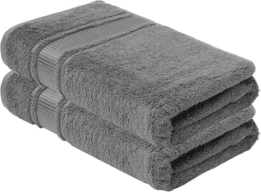 Melissa Linen, 2 Piece Hand Towel Set, 100% Turkish Cotton Face Hand Towels for Bathroom, 20 in x 35 in, Absorbent, Quick Dry, Durable and Soft, Spa and Hotel Quality, Dark Grey