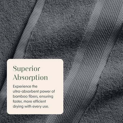 Springtree Home Luxury Viscose from Bamboo Bath Towel Set of 4 | 35% Viscose from Bamboo - 65% Cotton | Absorbent Quick-Dry Towels for Bathroom | Oeko-TEX Standard 100 Cotton | Iron Grey