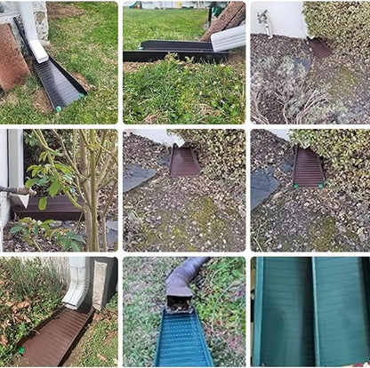 Gutter Downspout Splash Block,16.3"Drain Gutter Guard Diverter,Gutter Downspout Extensions for Water Drainage, Fixable Down Spout Drain Trays,Drainage to Protect House Foundations (4PC White)