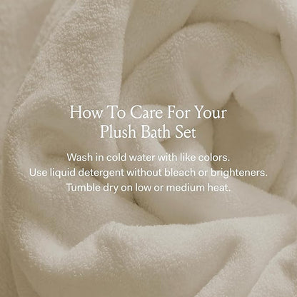 BOLL & BRANCH Plush Bath Towel Set - Sageleaf - 6 Piece - Includes 2 Bath Towels, 2 Hand Towels & 2 Washcloths - 100% Organic Cotton - Ultra Soft & Luxurious - Quick Absorbing