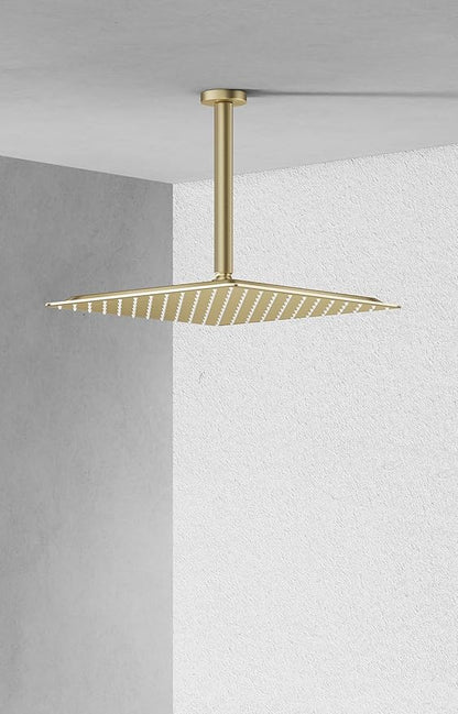 VBFF-Shower Head,rain shower head, 12 inch- Square Shower Head, 1.8 GPM Flow Rate, rainfall showerhead,VBFF09 (Brushed Gold)