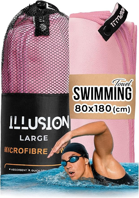 illusion Extra Large Microfibre Swimming Towel (71''L x 32''W)–Compact, Lightweight & Quick Dry Towel-Perfect for Travel, Gym, and Swim Towels Ideal for Post-Workout Showers & After Swimming