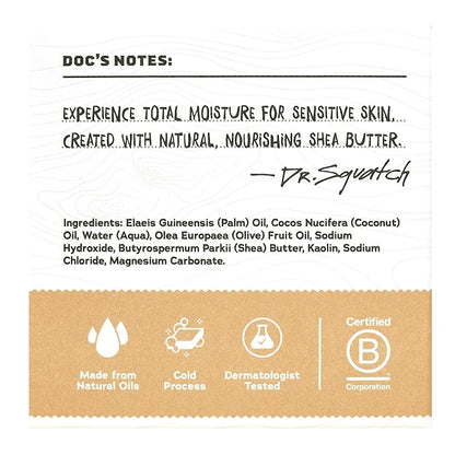 Dr. Squatch NEW Total Moisture Bar Soap for Men - No Added Fragrance Formulated for Sensitive Skin - Shea Butter (5 oz, 3-pack)