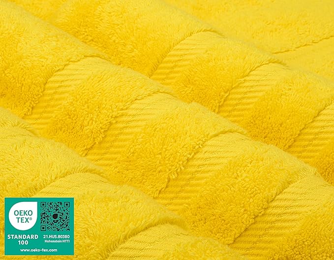 American Soft Linen Luxury Hand Towels for Bathroom, 600 GSM 100% Cotton Turkish 4 Piece Hand Towel Set, 600 GSM Hand Face Towels for Kitchen, Yellow Hand Towels