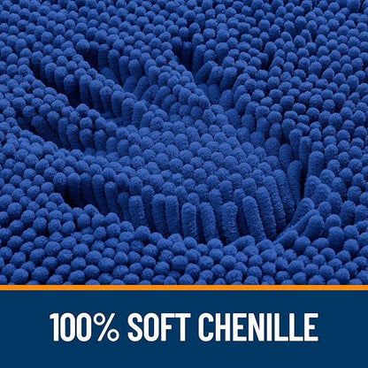 OLANLY Toilet Rugs U-Shaped 24x20, Extra Soft Absorbent Chenille Contour Bathroom Rugs for Toilet, Dry Quickly, Machine Washable, Non-Slip Bath Mat, Royal Blue