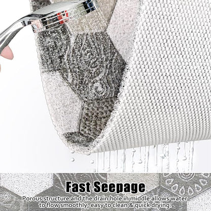 Square Shower Mat Non Slip: 24x24 Inch Shower Floor Mat with Drain Hole in Middle, Super Soft and Comfortable PVC Loofah Massage Bath Mat for Shower, Anti Slip Shower Stall Mat, Quick Drying
