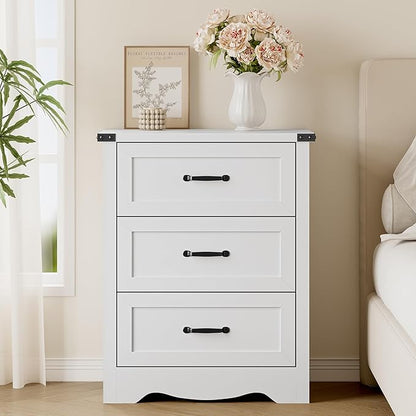 3-Drawer Dresser for Bedroom, Small Wooden Chest of Drawers with Metal Handles, Narrow Storage Cabinet with Anti-Tipping Design, Sturdy Dresser Organizer for Closet, Living Room, Entryway