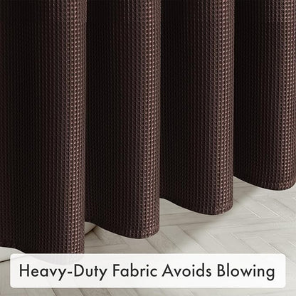 AmazerBath Brown Shower Curtain Waffle Textured, Fabric Shower Curtain Thick Heavy Duty 240GSM Hotel Quality Bathroom Shower Curtains, 72 x 72 Inches
