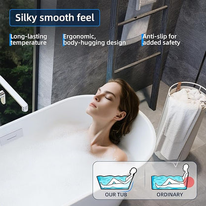 67" Acrylic Freestanding Bathtub, Modern White Soaking Tub for Bathrooms, Easy Install Contemporary Bath Tub with Chrome Overflow and Drain