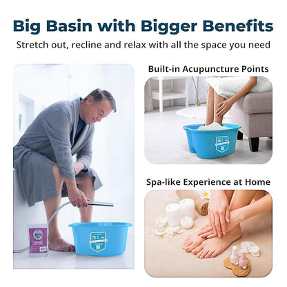 AWA Extra Large Pool Foot Bath, Sturdy Feet Soaking Tub and Pedicure Bowl, Foot Spa Kit for Women and Men (Blue Foot Tub)