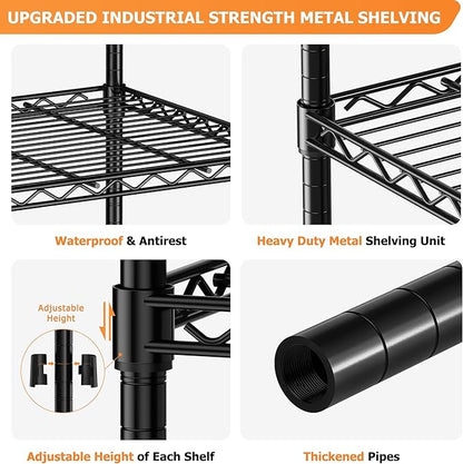Storage Shelves Heavy Duty, 36" L x 14" W x 72" H Garage Wire Shelving Unit Loads 1750LBS, 5-Tier Adjustable Metal Industrial Utility Shelf Rack for Kitchen, Laundry Room, Pantry, Warehouse, Basement