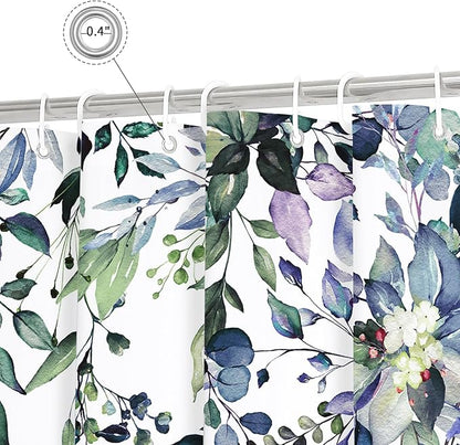 Gibelle Long Shower Curtain 72 x 78, Green Eucalyptus Leaves Shower Curtain, Watercolor Floral Plant Bathroom Curtains Shower Set