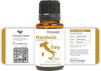 Pure Mandarin Essential Oils - Direct from Citrusmade Italy for Diffusers, Aromatherapy, Home Fragrance & Bath - Natural Aceite de Mandarina for Massage (22lbs)