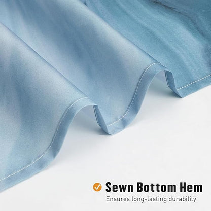 MitoVilla Blue Marble Shower Curtain, Modern Ombre Elegant Fabric Cloth Shower Curtains for Luxury Bathroom Decor, Abstract Chic Summer Watercolor Shower Curtain, 72x72