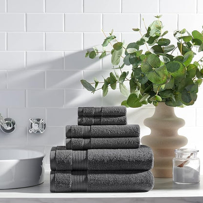 Arkwright Bath Towels Set of 4 - (Bulk Case of 24) Super Soft 100% Cotton, 600 GSM Quick Dry & Absorbent, Luxury Bathroom Essentials for Hotels, Spa, Hosts, and Vacation Rentals, Pewter Grey